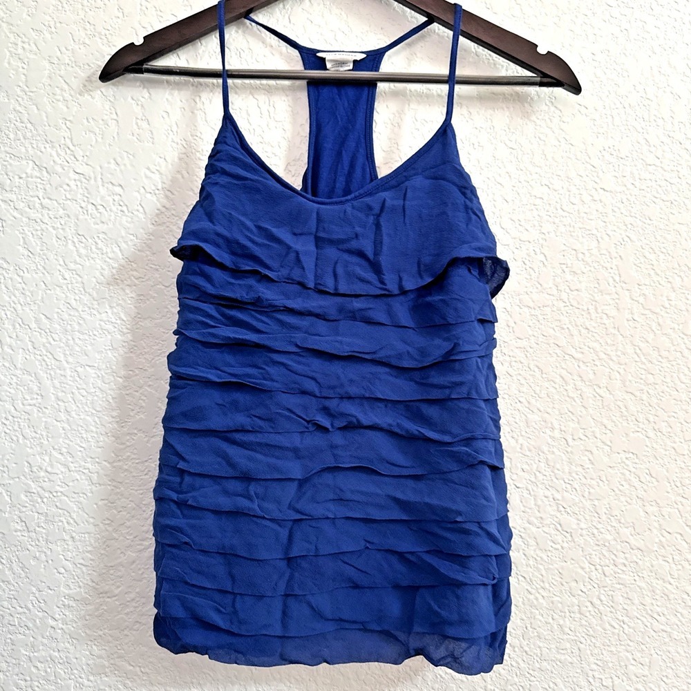 Club Monaco Tiered Blouse Blue Sleeveless Women's Size Small